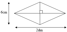 The area of the following rhombus is.....  A. 6cm^ 2  B. 12cm^ 2  C. 120cm^ 2  D. 60cm^ 2 (ảnh 1)