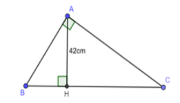 Cho tam giác ABC vuông tại A. Biết AB/AC=3/7 , đường cao AH = 42cm Tính BH, HC (ảnh 1)