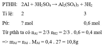 Hòa tan 12g hỗn hợp gồm Al, Ag vào dung dịch H2SO4 loãng, dư. Phản ứng kết thúc thu được 13,44 lít khí H2 (ảnh 1)