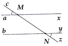 Cho hình vẽ bên, biết: góc aMc =góc yNz= 30 độ. Chứng minh hai đường thẳng  ax