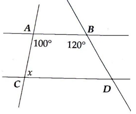 Cho hình vẽ dưới đây, trong đó a //b. Tính số đo x. Áp dụng tính chất hai  đường