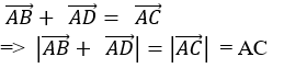 Cho hình vuông ABCD có cạnh bằng a. Khi đó trị tuyệt đối (vecto AB + vecto AD) (ảnh 2)