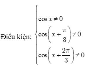 Phương trình tanx + tan(x + pi/3) + tan(x + 2pi/3) = 3căn(3) tương đương với phương trình: A.cotx=căn bậc hai của 3 (ảnh 1)