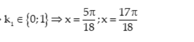 Tìm x ∈ (0; pi) thỏa mãn phương trình  4sin^2 x/2 - căn(3)cos2x = 1 + 2cos^2 (x - 3pi/4) (1): A.x= cộng trừ 5pi/18  (ảnh 2)