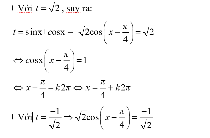 Giải phương trình 1 + tanx = 2*Căn2*sinx: A. x = pi/4 + kpi , x = 11pi/12 + kpi , x= -5pi/12 + kpi (ảnh 2)