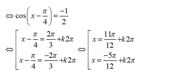 Giải phương trình 1 + tanx = 2*Căn2*sinx: A. x = pi/4 + kpi , x = 11pi/12 + kpi , x= -5pi/12 + kpi (ảnh 3)