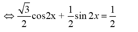 Giải phương trình 2cos(2x+pi/6) + 4sinx cosx - 1 = 0: A.x=pi/4+kpi B.x=pi/12+kpi C. x= -pi/12+ kpi (ảnh 2)