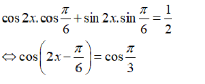 Giải phương trình 2cos(2x+pi/6) + 4sinx cosx - 1 = 0: A.x=pi/4+kpi B.x=pi/12+kpi C. x= -pi/12+ kpi (ảnh 3)