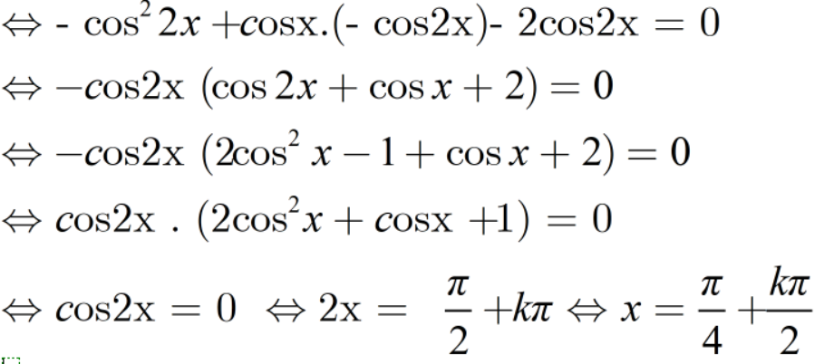 Tìm số nghiệm của phương trình sin2x +sinx -1/(2sinx) - 1/sin(2x) = 2cot2x trong khoảng (0;pi): A.2 B.3 C.4 D.5 (ảnh 2)