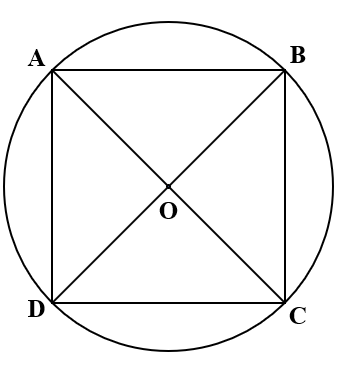 Cho hình vuông ABCD. Gọi O là tâm đường tròn đi qua 4 điểm A,B, C, D. Tìm khẳng định đúng? (ảnh 1)