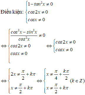 Để phương trình a^2 / (1-tan^2 x) = (sin^2 x + a^2 -2 )/ cos2x có nghiệm,tham số alpha phải thỏa mãn điều kiện: (ảnh 1)
