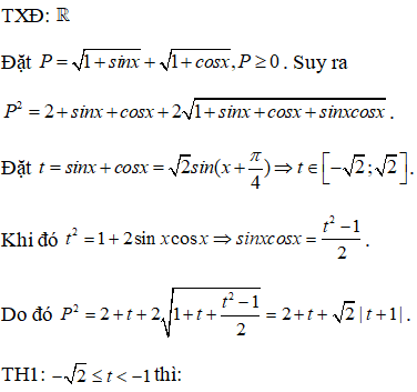 Phương trình căn bậc hai của 1 + sinx + căn bậc hai của 1 + cosx = m có nghiệm khi và chỉ khi: A.căn 2 bé hơn bằng m bé hơn bằng 2 (ảnh 1)