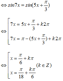 Số nghiệm của phương trình sin5x + căn bậc hai của 3 cos5x=2 sin7x trên khoảng (0;pi/2) là? A.2 B.1 C.3 D.4 (ảnh 3)