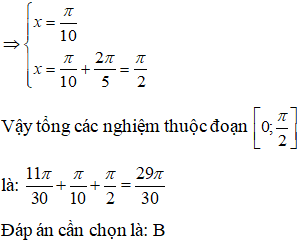 Tổng các nghiệm thuộc đoạn [0;pi/2] của phương trình 2.căn bậc hai của 3.cos^2.5x/2+sin5x=1+ căn bậc hai của 3 là: (ảnh 3)