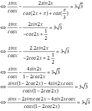 Phương trình tanx + tan(x +pi/3) +tan(x + 2 pi/3) =3 căn bậc hai của 3 tương đương: A.cotx=căn bậc hai của 3 (ảnh 3)