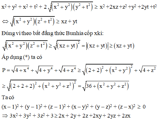 Với x; y; z là các số thực thỏa mãn x + y + z + xy + yz + zx = 6  P= căn(4+x^4) (ảnh 2)