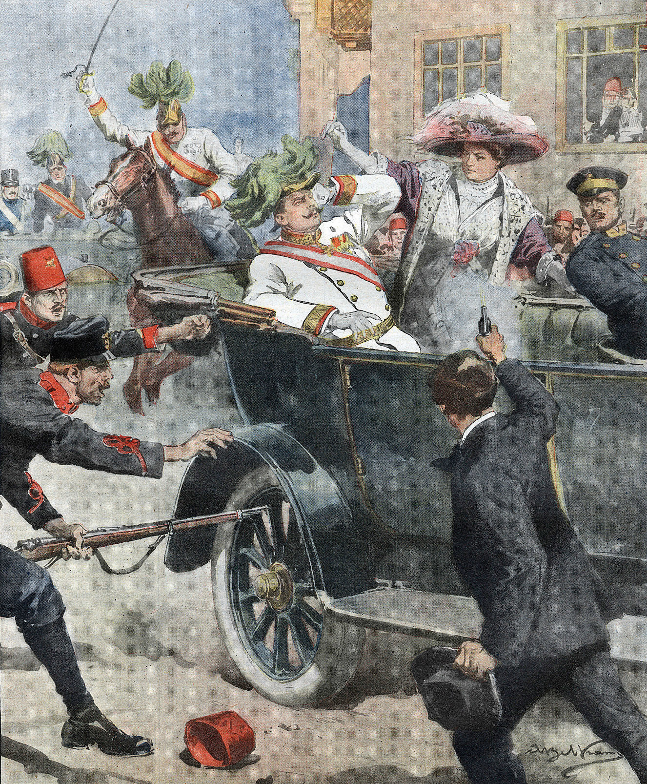 Bức tranh dưới đây phản ánh về sự kiện nào trong những năm 1914 - 1918? (ảnh 1)