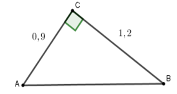 Cho tam giác ABC vuông tại C có BC = 1,2cm, AC = 0,9cm Tính các tỉ số lượng giác sinB và cosB (ảnh 1)