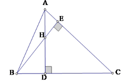 Cho tam giác nhọn ABC hai đường cao AD và BE cắt nhau tại H Biết HD : HA = 1 : 2. (ảnh 1)