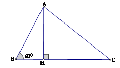 Cho tam giác ABC có AB = 16, AC = 14 và  góc B = 60 độ Tính BC  A. BC = 10  B. BC = 11 (ảnh 1)