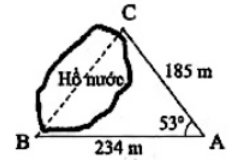 Tính khoảng cách giữa hai điểm B và C, biết rằng từ vị trí A ta đo được: AB = 234m, (ảnh 1)