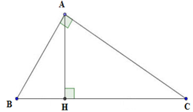 Cho tam giác ABC vuông tại A có AB = 3cm, BC = 5cm AH là đường cao. Tính BH, CH, AC và AH. (ảnh 1)