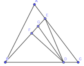 Cho tam giác ABC có diện tích là 900cm vuông. Điểm D ở giữa BC sao cho BC = 5DC, điểm E ở giữa AC (ảnh 1)