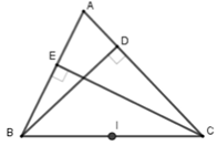Cho tam giác ABC có các đường cao BD, CE. Chọn khẳng định đúng.  Bốn điểm B, E, D, C cùng nằm (ảnh 1)