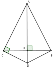 Cho tam giác ABC cân tại A, đường cao AH = 4cm, BC = 6cm. Đường vuông góc với AC tại C (ảnh 1)