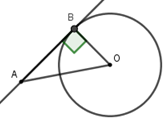 Cho đường tròn tâm O bán kính 6cm và một điểm A cách O là 10cm. Kẻ tiếp tuyến AB với đường tròn (ảnh 1)