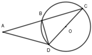 Cho đường tròn (O; R). Cát tuyến qua A ở ngoài (O) cắt (O) tại B và C. Cho biết AB = BC và kẻ đường kính COD. (ảnh 1)