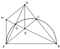 Cho nửa đường tròn đường kính AB, C là một điểm thuộc nửa đường tròn. Vẽ dây BD là phân giác góc (ảnh 1)