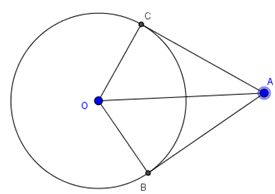 Hai tiếp tuyến tại B và C của đường tròn (O) cắt nhau tại A. Biết OB = 3cm ; OA = 5cm (ảnh 1)