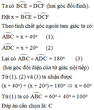 Cho hình vẽ dưới đây: Khi đó mệnh đề đúng là: góc ABC = 80 độ  B. ABC= 90 độ (ảnh 2)