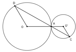 Cho đoạn OO’ và điểm A nằm trên đoạn OO’ sao cho OA = 2O’A. Đường tròn (O) bán kính OA (ảnh 1)