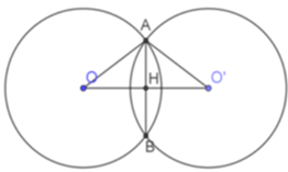 Cho hai đường tròn (O; 5) và (O’; 5) cắt nhau tại A và B. Biết OO’ = 8. Độ dài dây cung AB là: (ảnh 1)