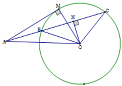 Cho điểm A ở ngoài đường tròn (O; R). Vẽ cát tuyến ABC và tiếp tuyến AM với đường tròn (O). (ảnh 1)