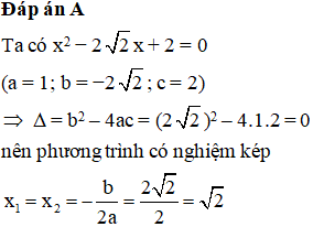 Tính biệt thức delta từ đó tìm các nghiệm (nếu có) của phương trình x^2 − 2x + 2= 0 A. delta= 0 (ảnh 1)