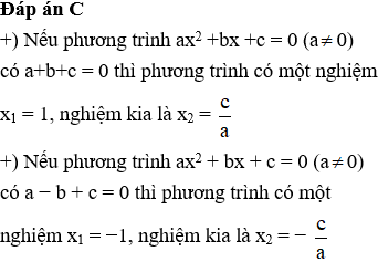 Chọn phát biểu đúng: Phương trình ax^2 + bx + c = 0 (a khác 0) có a – b + c = 0 Khi đó: (ảnh 1)