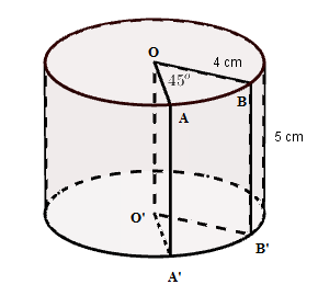 Cho hình trụ bị cắt bỏ một phần OABB’A’O’ như hình vẽ. Thể tích phần còn lại là. A.70pi (ảnh 1)