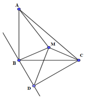Cho tam giác ABC vuông cân tại B. Tìm quỹ tích các điểm M nằm trong 2MA^2= MB^2-MC^2 (ảnh 1)