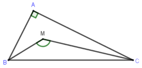 Cho tam giác ABC vuông tại A, có cạnh BC cố định. Gọi M là tâm đường tròn nội tiếp tam giác ABC (ảnh 1)