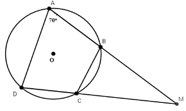 Tứ giác ABCD nội tiếp đường tròn có hai cạnh đối AB và CD cắt nhau tại M (ảnh 1)