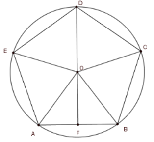 Tính cạnh của một ngũ giác đều nội tiếp đường tròn bán kính 4cm (làm tròn đến chữ số thập phân tứ nhất). (ảnh 1)