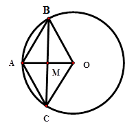 Cho đường tròn (O) bán kính OA. Từ trung điểm M của OA vẽ dây BC vuông góc OA (ảnh 1)
