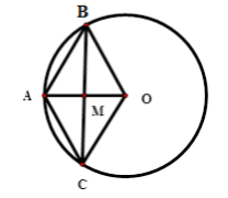 Cho đường tròn (O) bán kính OA. Từ trung điểm M của OA vẽ dây BC vuông góc OA (ảnh 1)