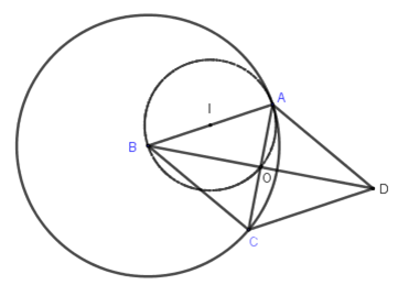 Cho đoạn thẳng AB cố định và một điểm C di chuyển trên đường tròn tâm B bán kính BA (ảnh 1)