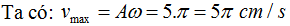 Một vật dao động điều hòa theo phương trình li độ x = 5cosπt (cm). Tốc độ cực đại của vật bằng: (ảnh 1)