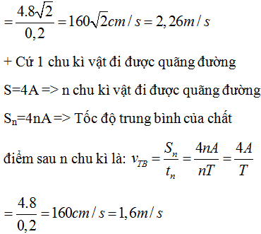 Một chất điểm đang dao động với phương trình: x = 8cos(10pi.t + pi/4)cm Tính tốc độ trung bình của chất điểm sau (ảnh 3)