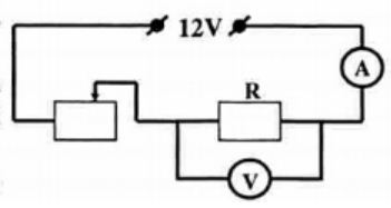 Nguồn điện có hiệu điện thế không đổi là 12V Phải điều chỉnh biến trở có điện trở là bao nhiêu để vôn kế chỉ 3V? (ảnh 1)
